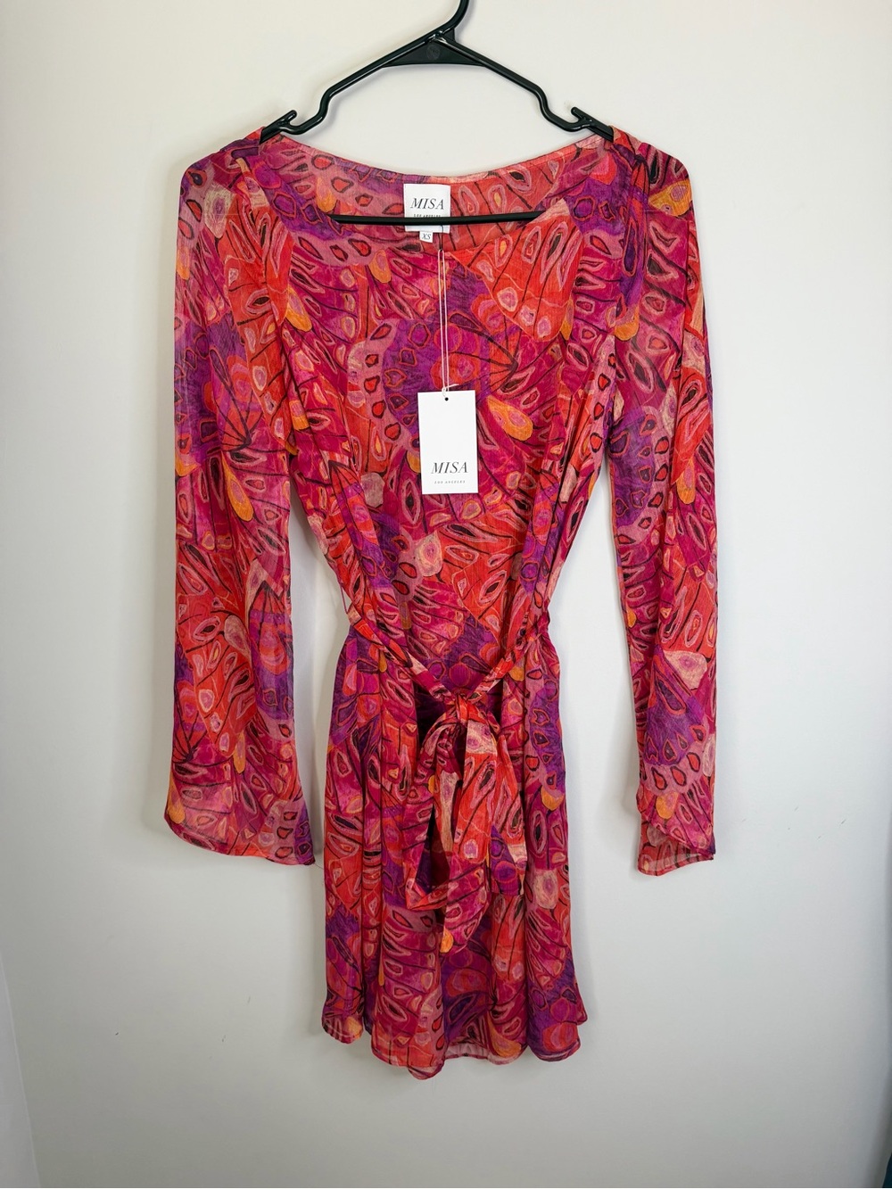 Misa Los Angeles Twiggy Abstract Butterfly Long Sleeve Mini Dress